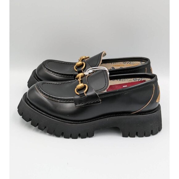 Gucci Women’s Cordovan Lux Harald Moccasin Platform Loafers Black EU35.5 - Picture 3 of 15